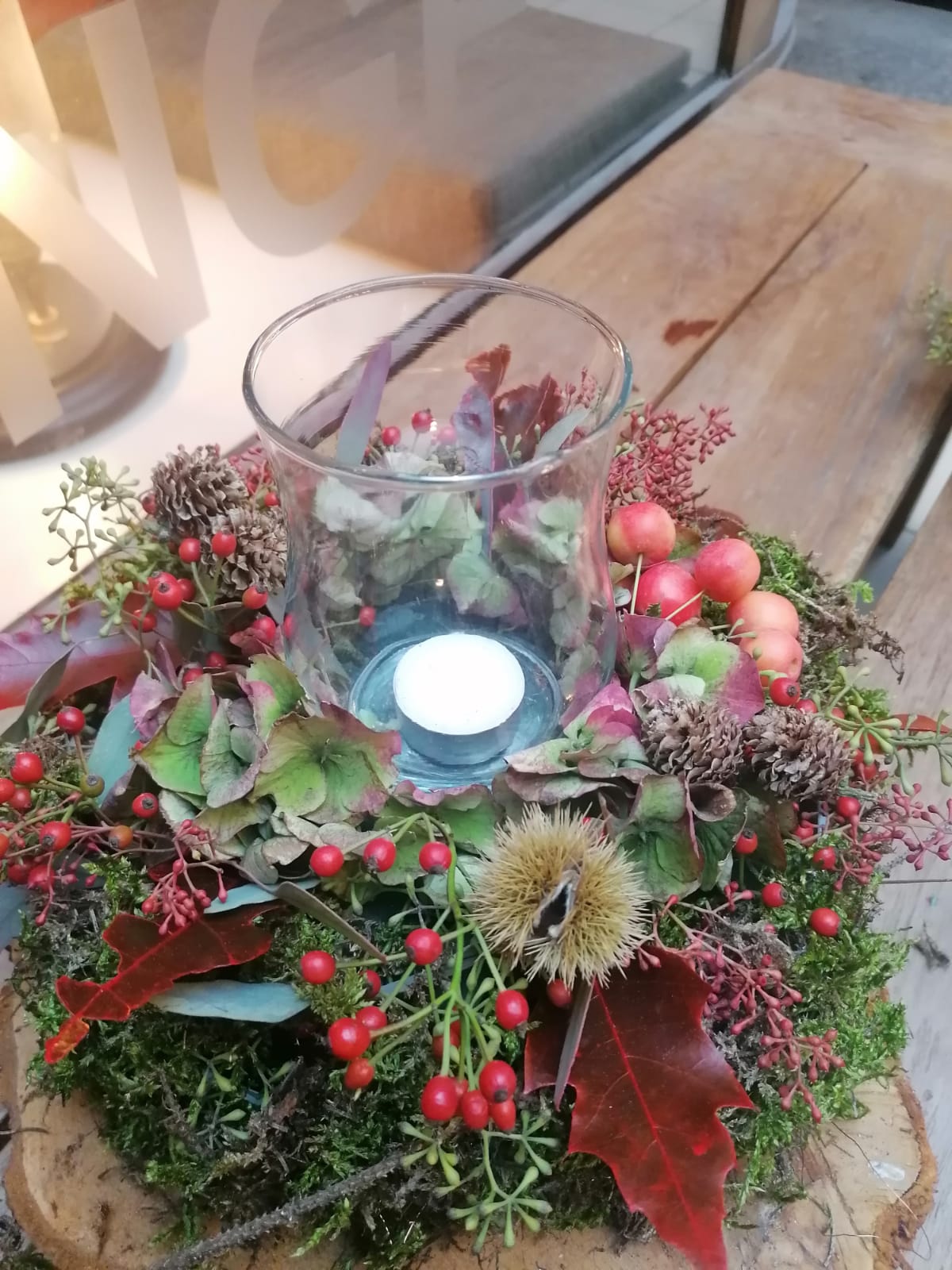 Podzimní svícen se sklem