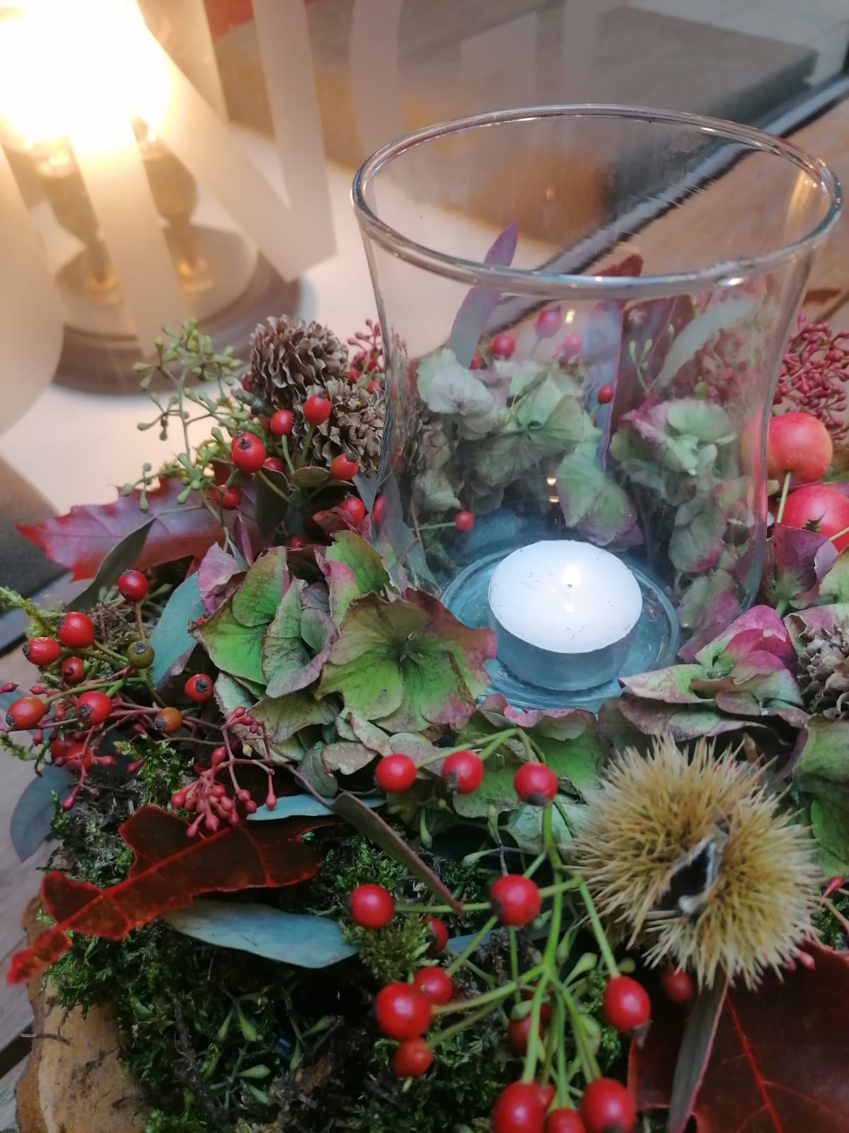 Podzimní svícen se sklem