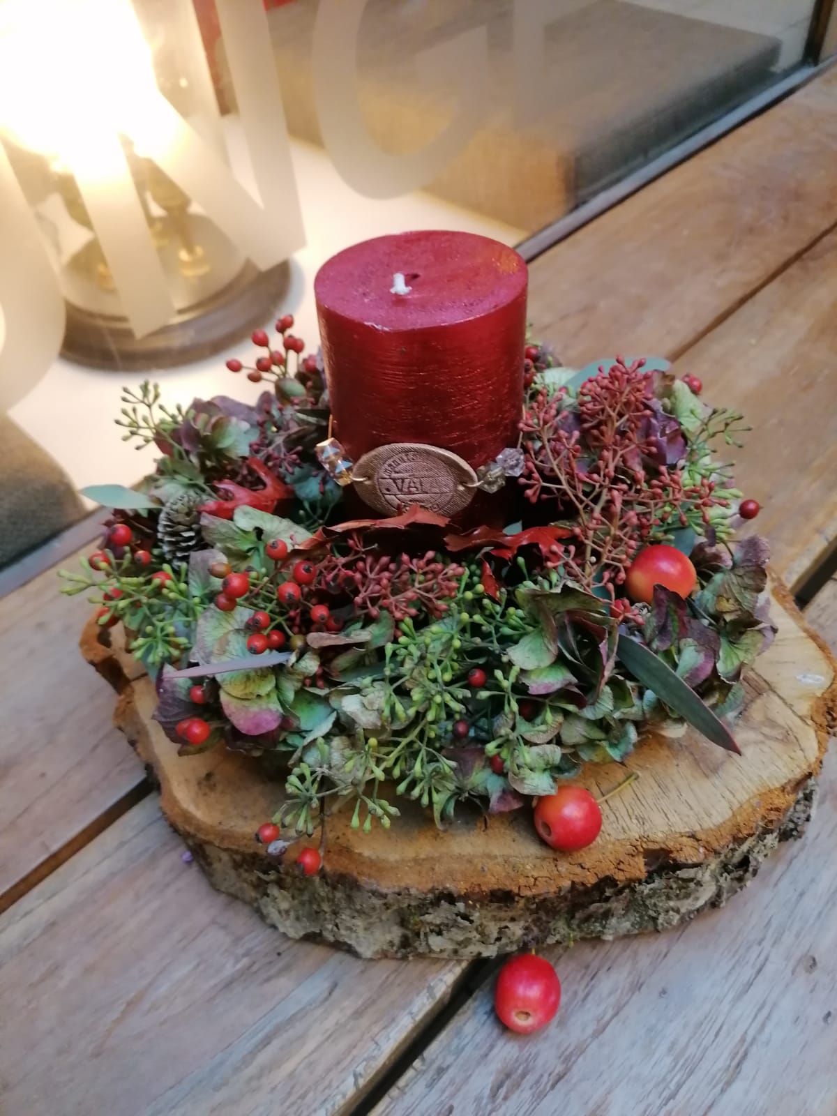 Podzimní svícen se svíčkou